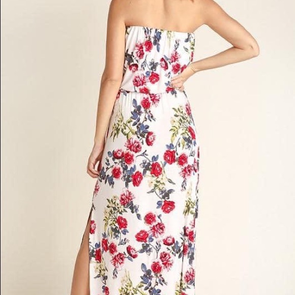 💛Strapless Floral Maxi Dress - Picture 3 of 7